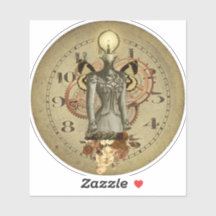 Steampunk Female Bust Collage Medallion