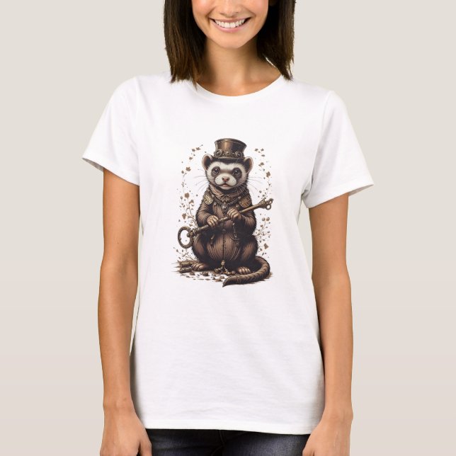 Steampunk Ferret t-shirt design (Framsida)
