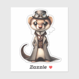 Steampunk Ferret Transparent Sticker Klistermärken