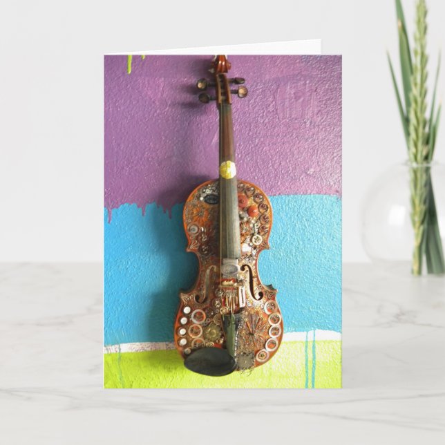 Steampunk Fiddle Note Card Kort (Framsida)