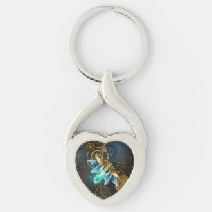 Steampunk Firefly Twisted Heart Silverfärgad Nyckelring