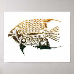 Steampunk fiskaffischer poster