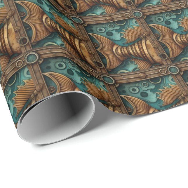 Steampunk Fiskar 1 av 3 PP 574 Presentpapper (Rullad Hörn)