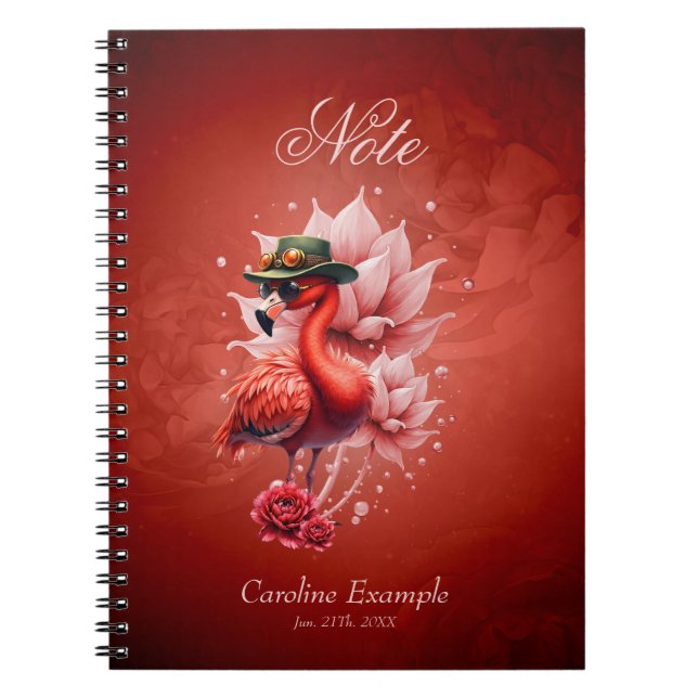 Steampunk Flamingo - Fantasy Digital Artwork Anteckningsbok (Framsidan)