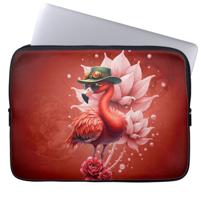 Steampunk Flamingo - Fantasy Digital Artwork Laptop Fodral (Framsidan)