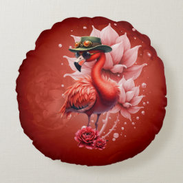 Steampunk Flamingo - Fantasy Digital Artwork Rund Kudde