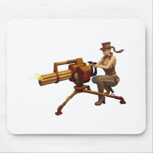 Steampunk flicka med vapnet musmatta