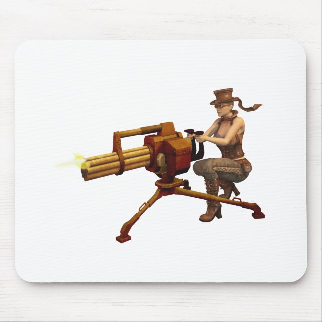 Steampunk flicka med vapnet musmatta (Framsidan)