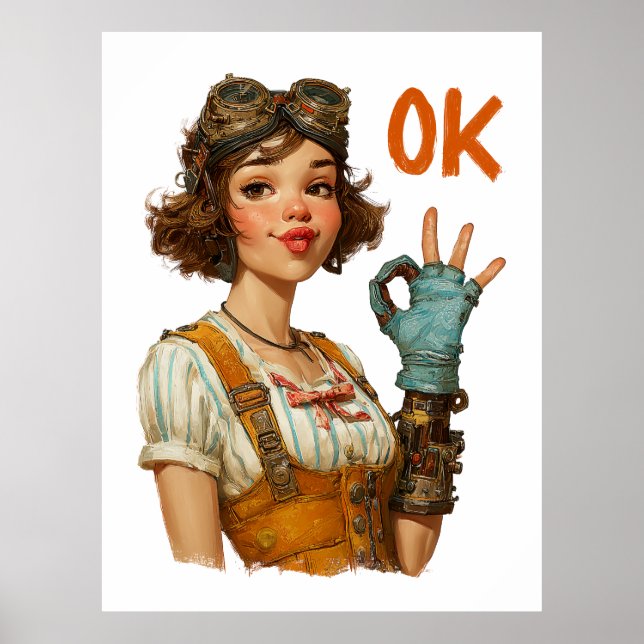 Steampunk-flicka Säkert OK-gest Poster (Framsidan)
