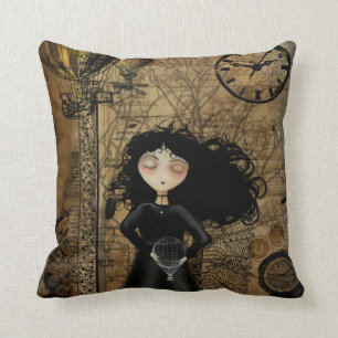 Steampunk flickadekorativ kudde