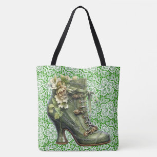 Steampunk Floral n' Lace Boot Stor Axelväska Tygkasse