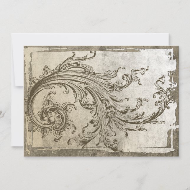 Steampunk Flourish Vintage Jubileums Inbjudan (Framsida)