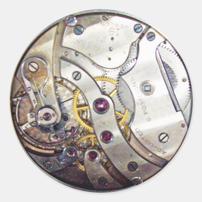 Steampunk flytta Parts Sticker Runt Klistermärke (Framsida)