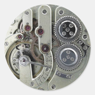 Steampunk flytta Parts Sticker silver Runt Klistermärke