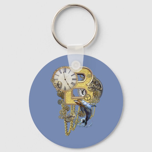 Steampunk-födelsedag brev B Nyckelring (Framsida)