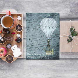 Steampunk för skymningblåttluftballong fars dag kort