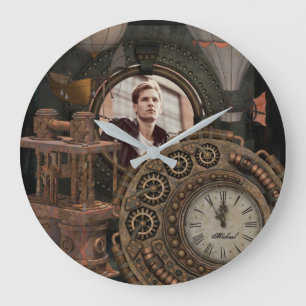 Steampunk Foto Ram industriklockmaskiner Stor Klocka