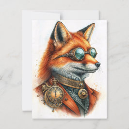Steampunk Fox - Tidshållarens vattenfärg Vykort