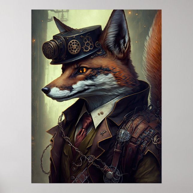 Steampunk Fox Wall Art Poster (Framsidan)