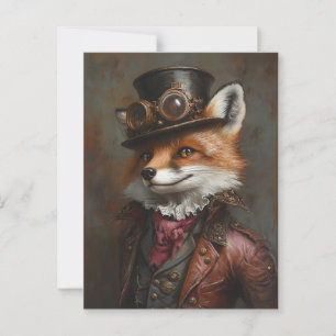 Steampunk Fox Wearing Goggles Vykort