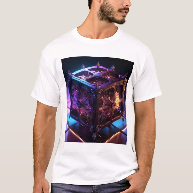 Steampunk Fractal Reflective Music Box T Shirt (Framsida)