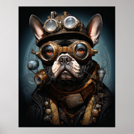 STEAMPUNK FRANSK BULLDOG POSTER