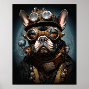 STEAMPUNK FRANSK BULLDOG POSTER