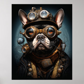 STEAMPUNK FRANSK BULLDOG POSTER
