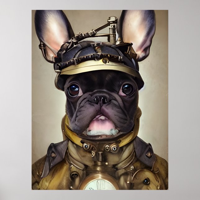 Steampunk Fransk Bulldog Poster (Framsidan)