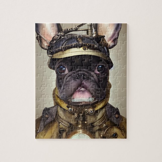 Steampunk Fransk Bulldog Pussel (Vertikal)