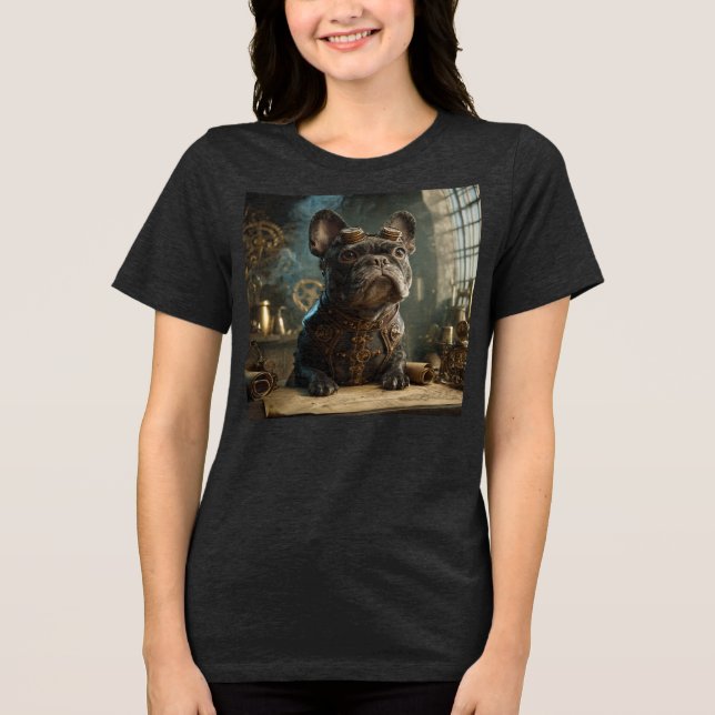 Steampunk Frenchie (Edition 1) - Dam Tri-blend T Shirt (Framsida)