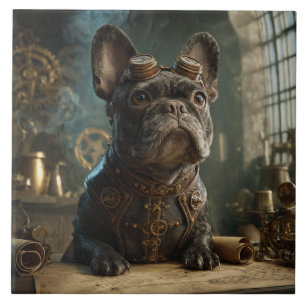 Steampunk Frenchie (Edition 1) - Keramisk Kakelpla Kakelplatta