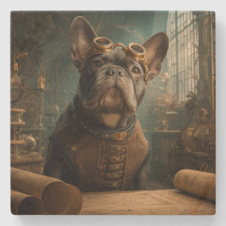 Steampunk Frenchie (Edition 2) - SandStone Coaster Stenunderlägg