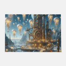 Steampunk Futuristiska Ancient City med Jellyfish