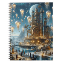 Steampunk Futuristiska Ancient City med Jellyfish