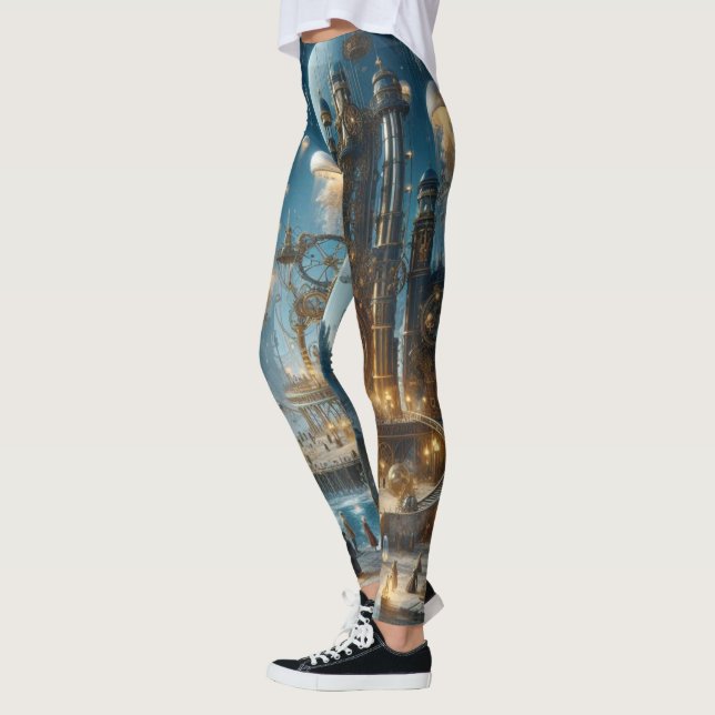 Steampunk Futuristiska Ancient City med Jellyfish Leggings (Vänster)