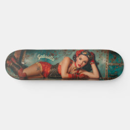 Steampunk, futuristiska, pinup , målning mini skateboard bräda 18,5 cm