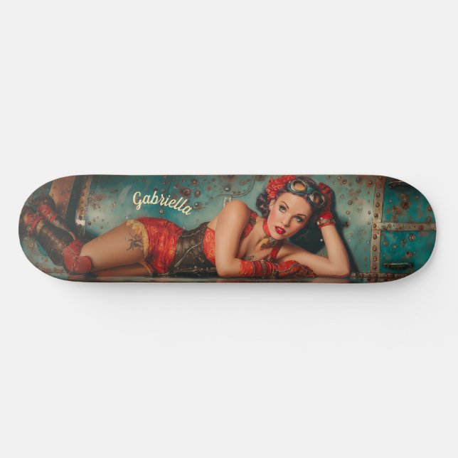 Steampunk, futuristiska, pinup , målning mini skateboard bräda 18,5 cm (Horz)