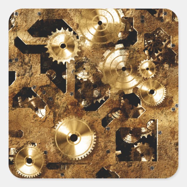 Steampunk Fyrkantigt Klistermärke (Framsida)