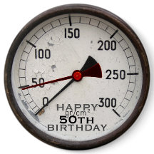 Steampunk gammal manometer 50-års födelsedagsbutto