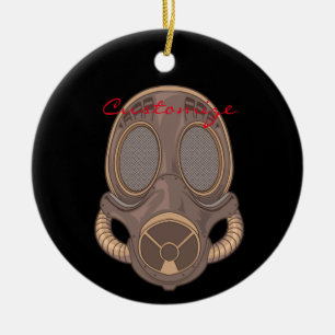 Steampunk Gas Mask Thunder_Cove Julgransprydnad Keramik