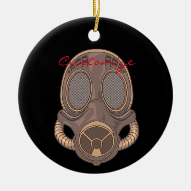 Steampunk Gas Mask Thunder_Cove Julgransprydnad Keramik (Framsidan)