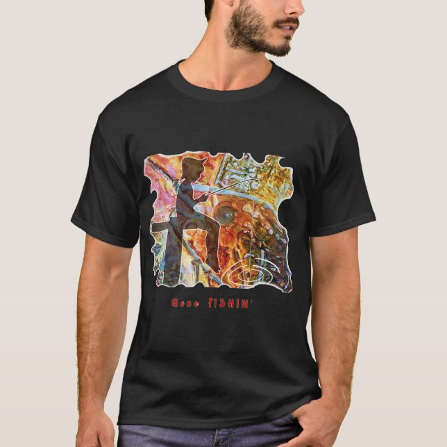 STEAMPUNK GÅTT FISKANDE BARN FISKAR FRÅN PIR T SHIRT (Framsida)