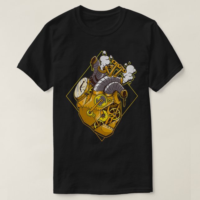 Steampunk Gear Clockwork Heart T Shirt (Design framsida)
