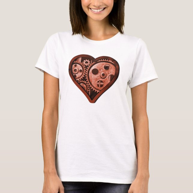 Steampunk Gear Heart T-shirt (Framsida)
