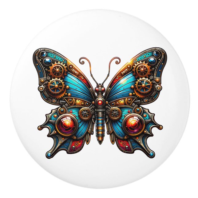Steampunk Gears and Butterfly  Knopp (Framsidan)