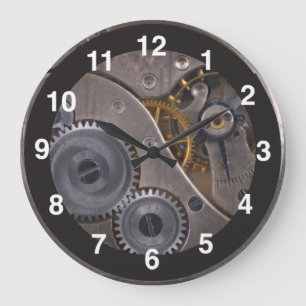 Steampunk Gears 🕰️ årsdag Speciellare Silver Stor Klocka