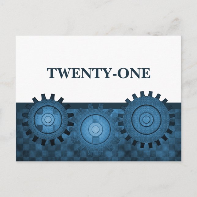 Steampunk Gears Bord vycard, Blue Vykort (Framsida)