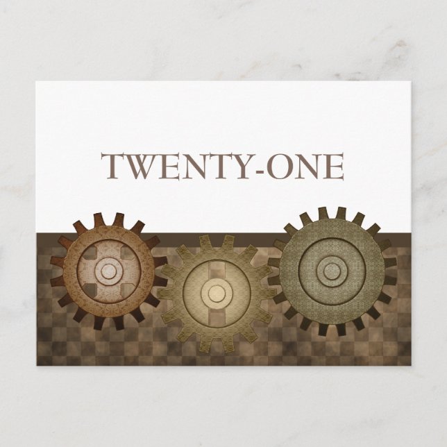 Steampunk Gears Bord vycard, Brown Vykort (Framsida)