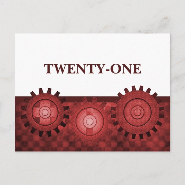Steampunk Gears Bord vycard, Red Vykort (Framsida)